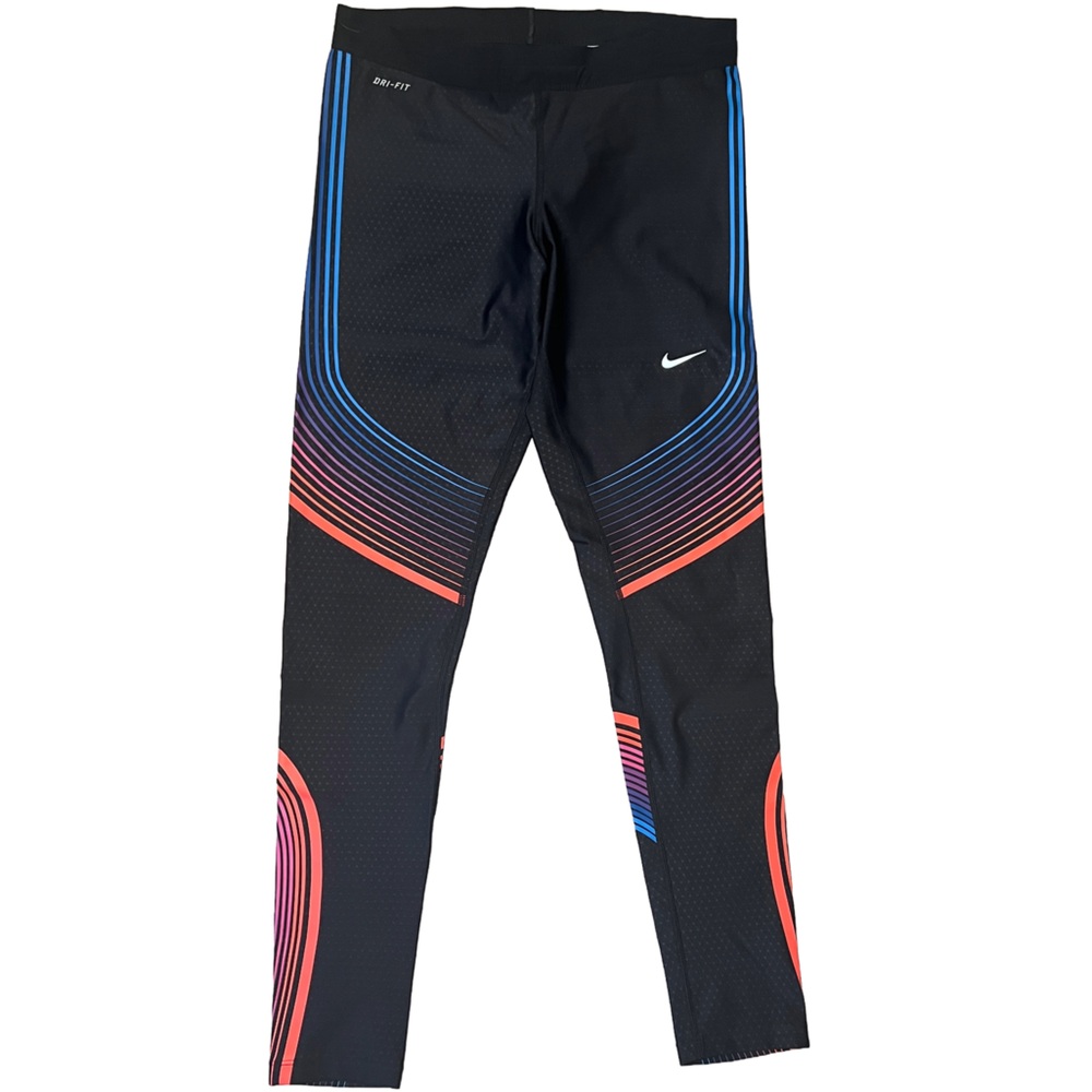 Nike Black Leggings with Red and Blue Accents